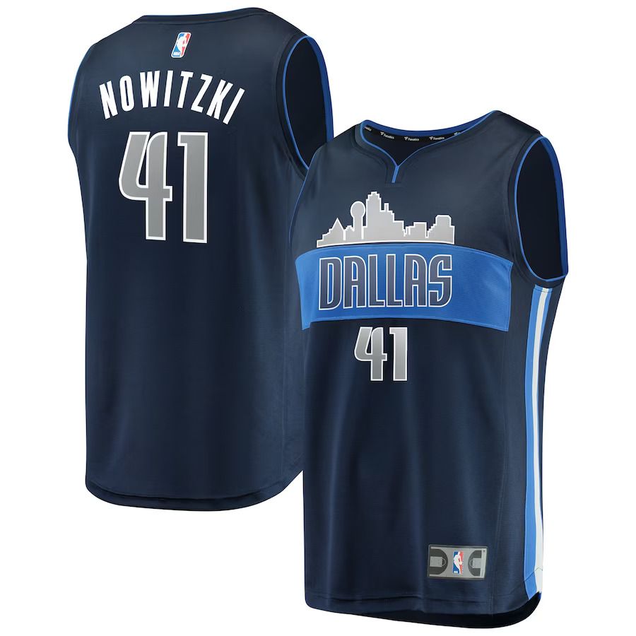Men Dallas Mavericks #41 Dirk Nowitzki Fanatics Branded Navy Fast Break Replica NBA Jersey->dallas mavericks->NBA Jersey